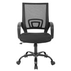 Chaise de bureau pivotante ergonomique, Noire, dossier en maille, hauteur réglable, 1 place