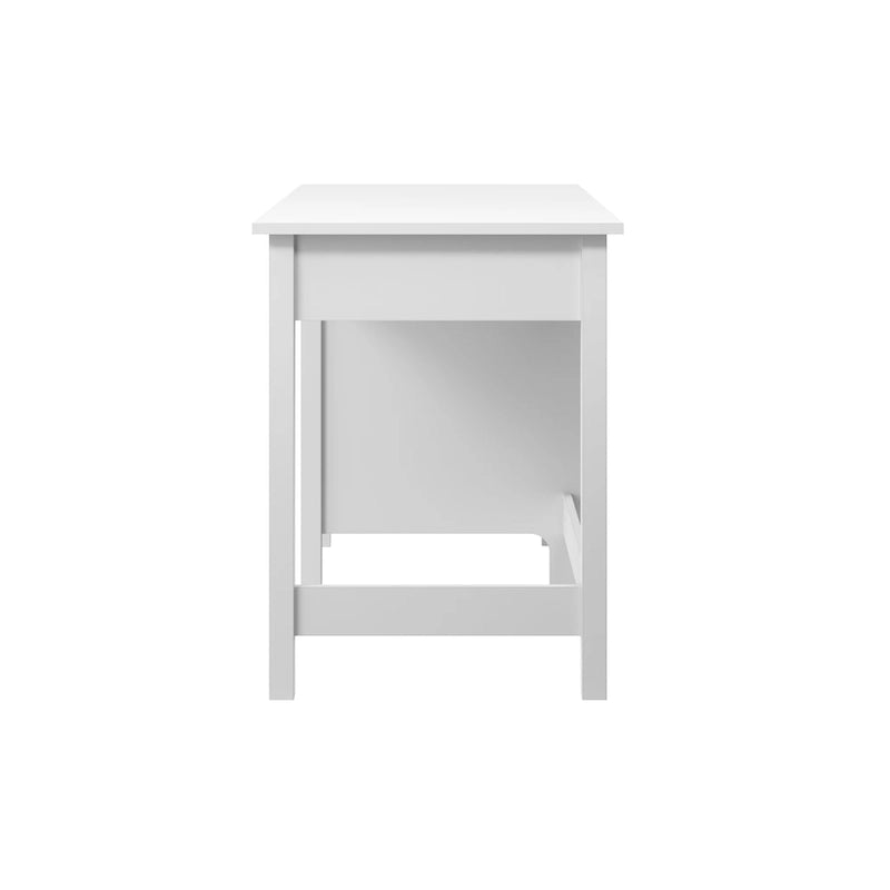 Bureau informatique 137 cm avec tiroirs, blanc pur, tiroir classeur, tablette coulissante pour clavier, contemporain