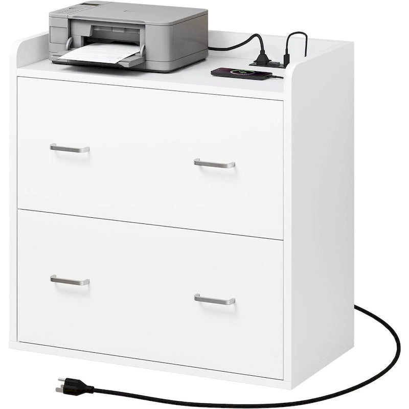Classeur latéral à 2 tiroirs avec serrure, 80 cm (L) x 79 cm (H), cadre en métal, bureau à domicile