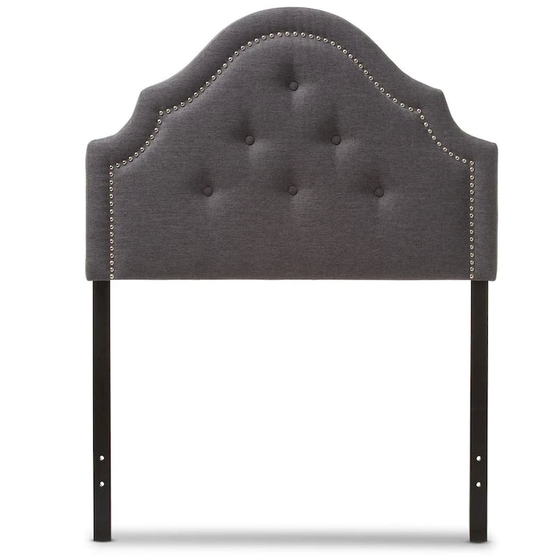 Tête de lit capitonnée pour lit double, découpe arquée, capitonnée, hauteur réglable, polyester
