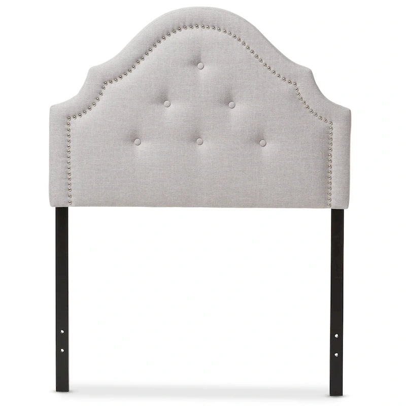 Tête de lit capitonnée pour lit double, découpe arquée, capitonnée, hauteur réglable, polyester