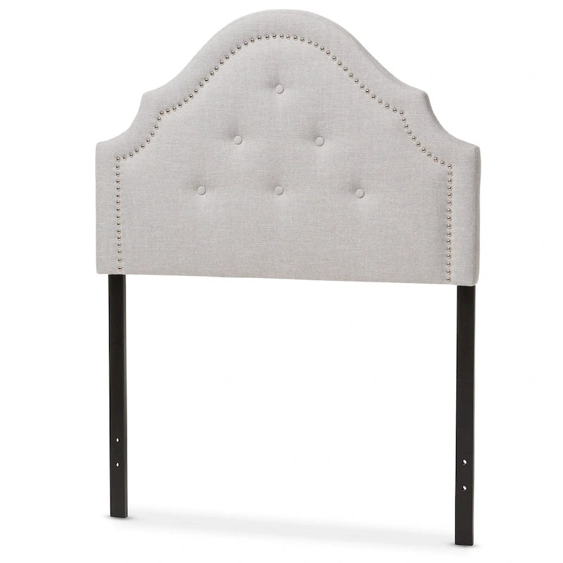 Tête de lit capitonnée pour lit double, découpe arquée, capitonnée, hauteur réglable, polyester