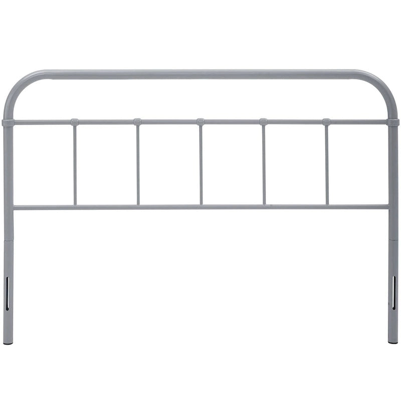 Tête de lit en métal King Size, détails à broches et coins arrondis, 77,5 po L x 40,5 po H, gris poudré