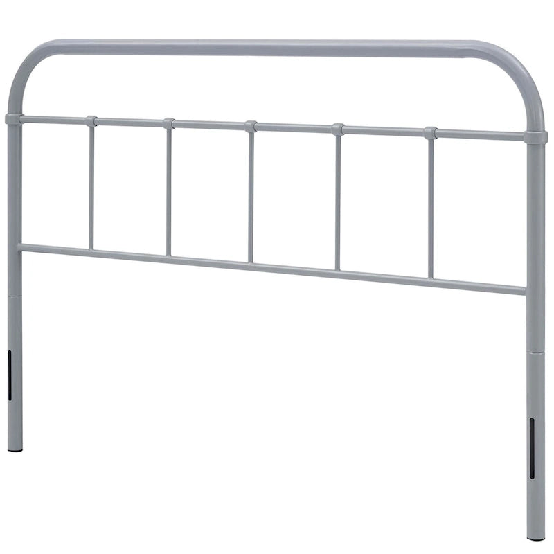 Tête de lit en métal King Size, détails à broches et coins arrondis, 77,5 po L x 40,5 po H, gris poudré
