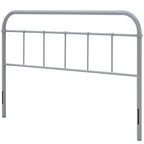 Tête de lit en métal King Size, détails à broches et coins arrondis, 77,5 po L x 40,5 po H, gris poudré