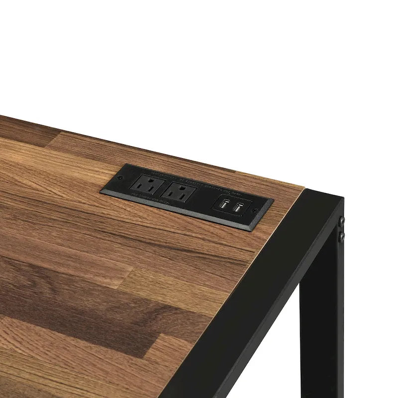 Bureau d'ordinateur contemporain en acier de 50 pouces avec ports USB