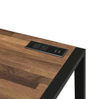 Bureau d'ordinateur contemporain en acier de 50 pouces avec ports USB