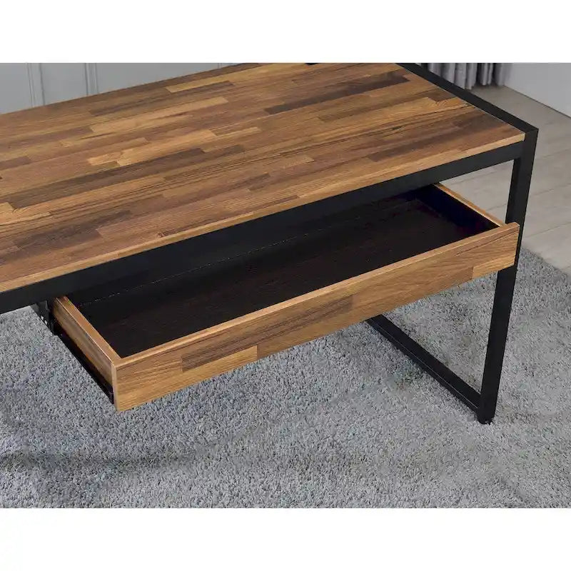 Bureau d'ordinateur contemporain en acier de 50 pouces avec ports USB