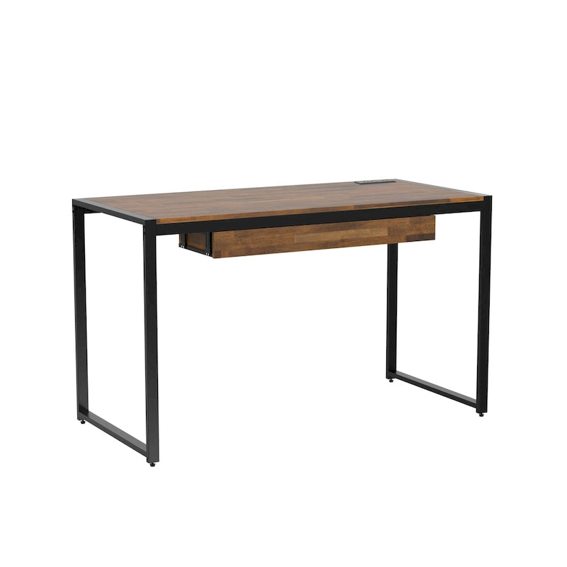 Bureau d'ordinateur contemporain en acier de 50 pouces avec ports USB