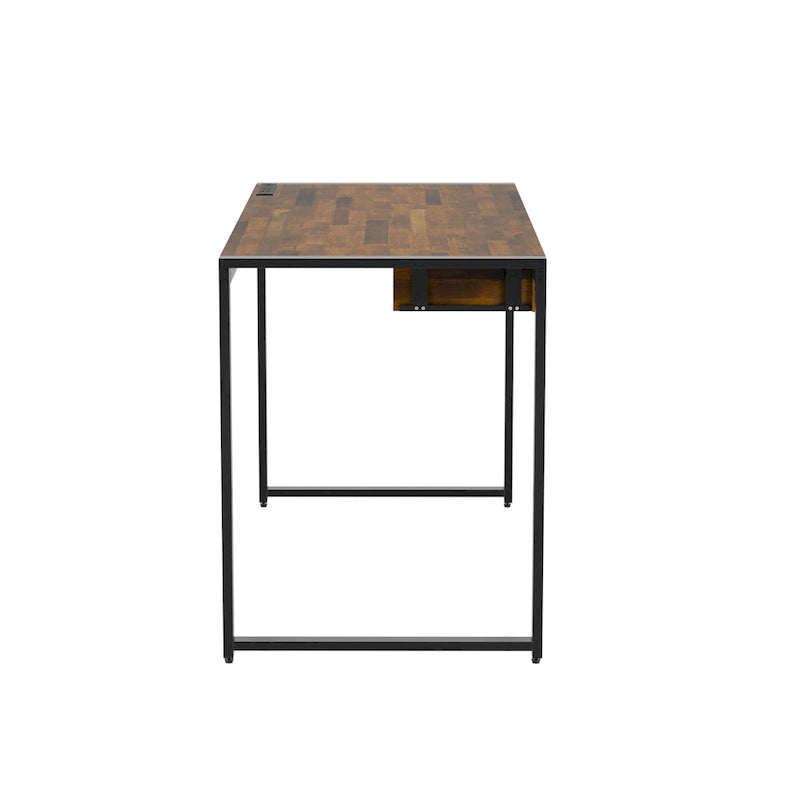 Bureau d'ordinateur contemporain en acier de 50 pouces avec ports USB
