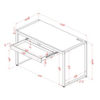 Bureau d'ordinateur contemporain en acier de 50 pouces avec ports USB