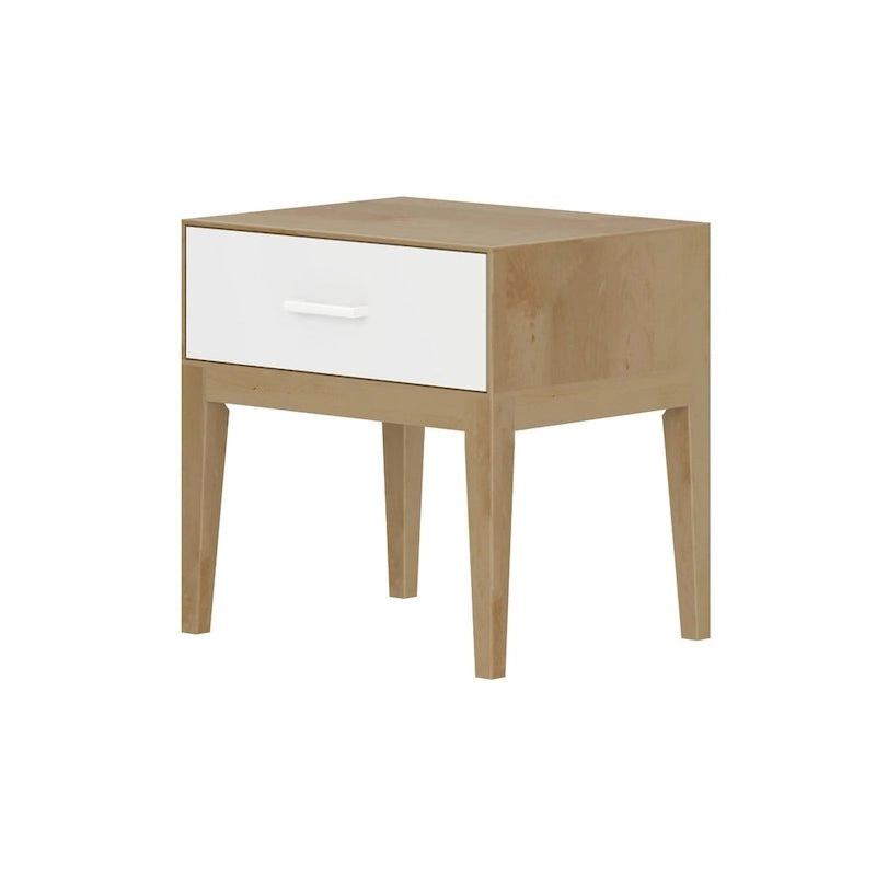 Ensemble de chambre King avec 2 tables de chevet, en bois massif, style minimaliste danois, 450 kg, blanc/noyer