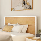 Ensemble de chambre King avec 2 tables de chevet, en bois massif, style minimaliste danois, 450 kg, blanc/noyer