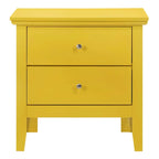 Table de chevet 2 tiroirs, Bois massif et placage, Poignées nickel satiné, 61 cm (H) x 61 cm (L) x 41 cm (P), 9 coloris