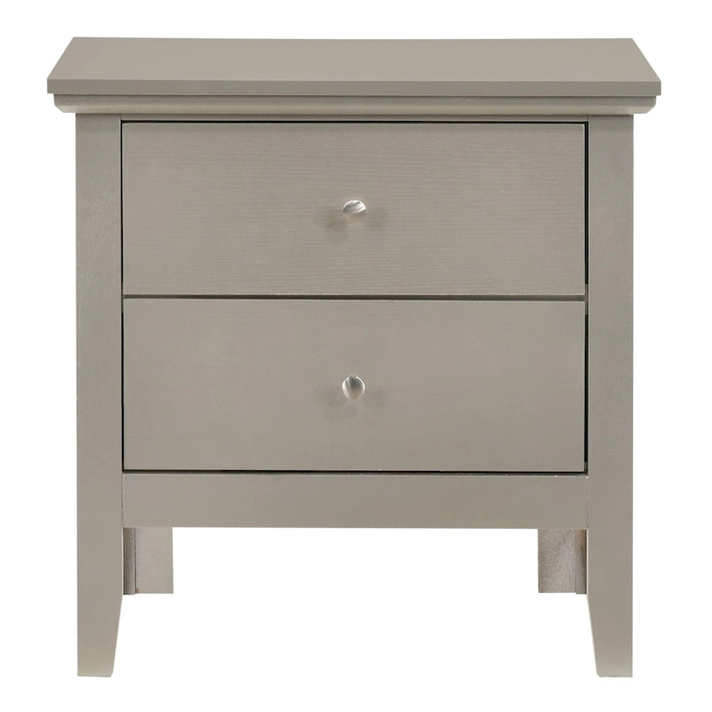 Table de chevet 2 tiroirs, Bois massif et placage, Poignées nickel satiné, 61 cm (H) x 61 cm (L) x 41 cm (P), 9 coloris