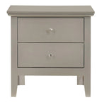 Table de chevet 2 tiroirs, Bois massif et placage, Poignées nickel satiné, 61 cm (H) x 61 cm (L) x 41 cm (P), 9 coloris