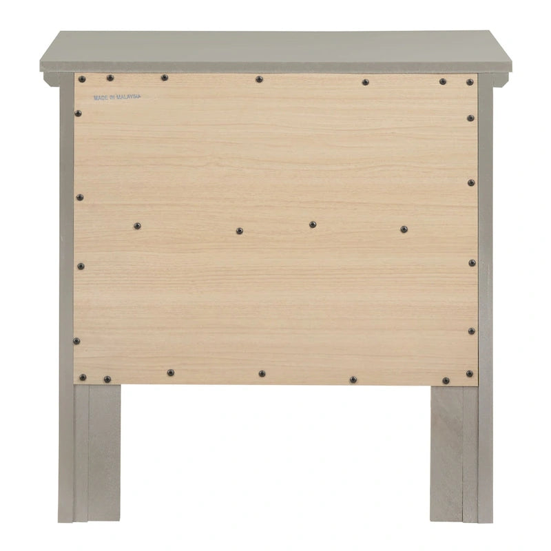 Table de chevet 2 tiroirs, Bois massif et placage, Poignées nickel satiné, 61 cm (H) x 61 cm (L) x 41 cm (P), 9 coloris