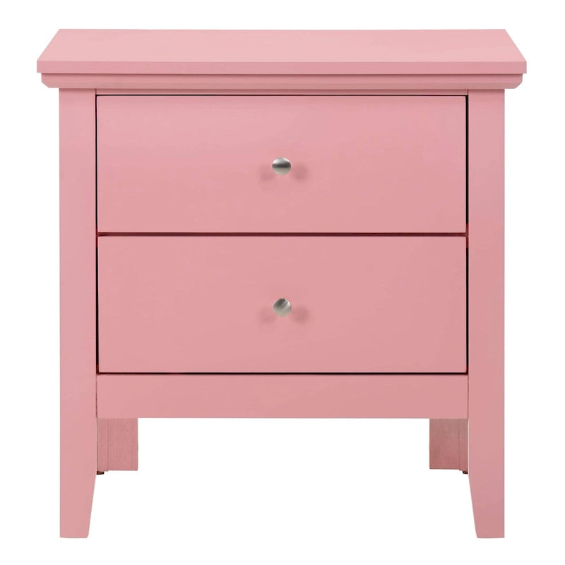 Table de chevet 2 tiroirs, Bois massif et placage, Poignées nickel satiné, 61 cm (H) x 61 cm (L) x 41 cm (P), 9 coloris