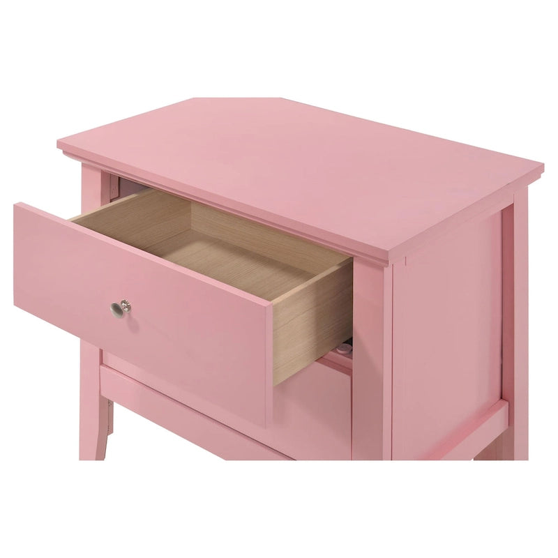 Table de chevet 2 tiroirs, Bois massif et placage, Poignées nickel satiné, 61 cm (H) x 61 cm (L) x 41 cm (P), 9 coloris