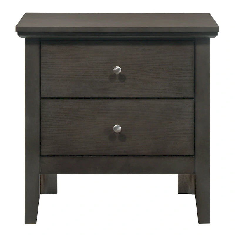 Table de chevet 2 tiroirs, Bois massif et placage, Poignées nickel satiné, 61 cm (H) x 61 cm (L) x 41 cm (P), 9 coloris