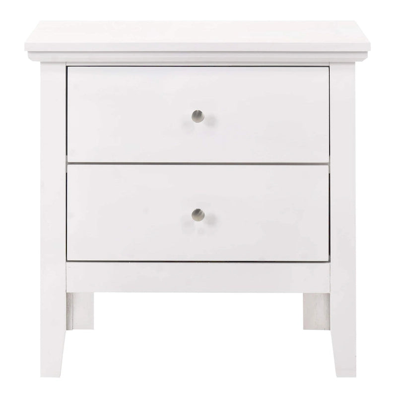 Table de chevet 2 tiroirs, Bois massif et placage, Poignées nickel satiné, 61 cm (H) x 61 cm (L) x 41 cm (P), 9 coloris