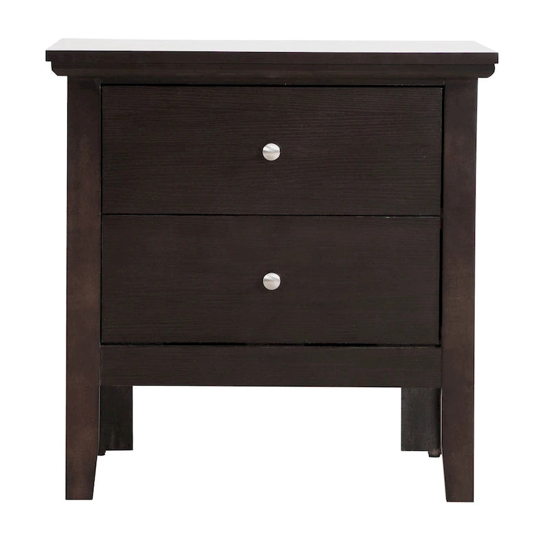 Table de chevet 2 tiroirs, Bois massif et placage, Poignées nickel satiné, 61 cm (H) x 61 cm (L) x 41 cm (P), 9 coloris