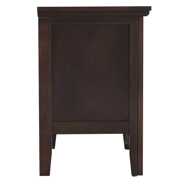 Table de chevet 2 tiroirs, Bois massif et placage, Poignées nickel satiné, 61 cm (H) x 61 cm (L) x 41 cm (P), 9 coloris