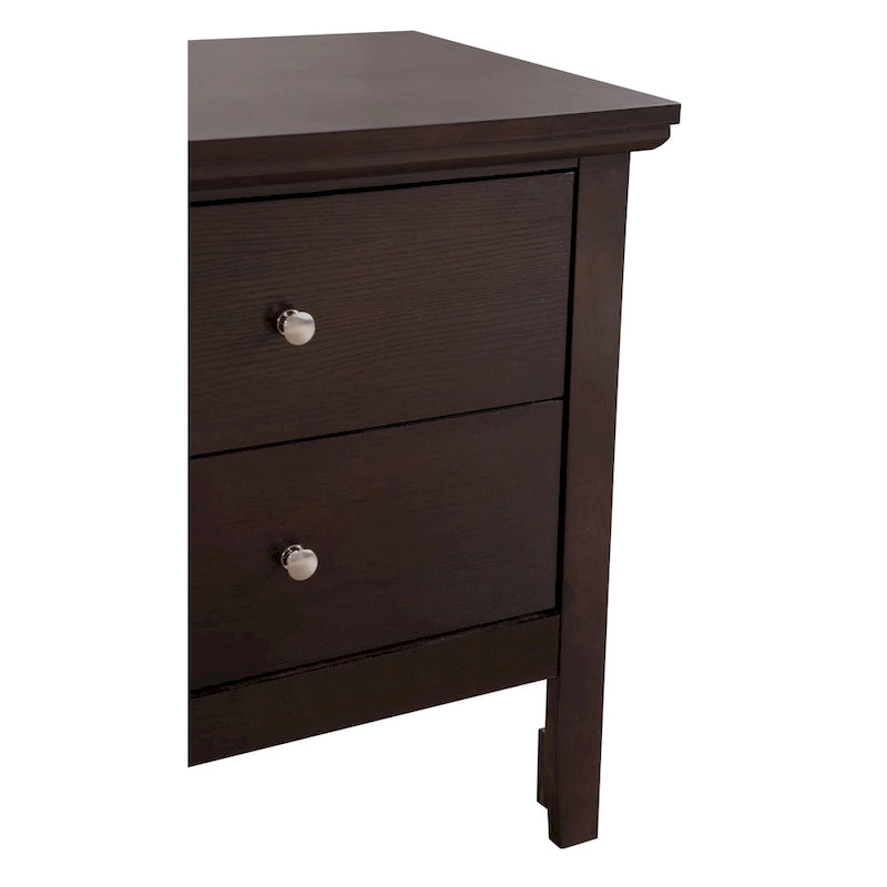 Table de chevet 2 tiroirs, Bois massif et placage, Poignées nickel satiné, 61 cm (H) x 61 cm (L) x 41 cm (P), 9 coloris