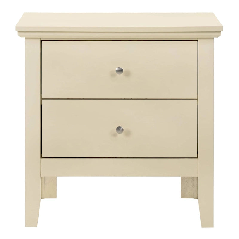 Table de chevet 2 tiroirs, Bois massif et placage, Poignées nickel satiné, 61 cm (H) x 61 cm (L) x 41 cm (P), 9 coloris