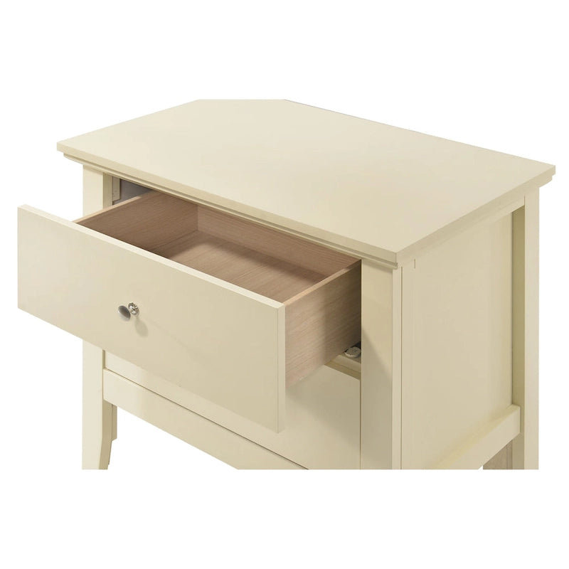 Table de chevet 2 tiroirs, Bois massif et placage, Poignées nickel satiné, 61 cm (H) x 61 cm (L) x 41 cm (P), 9 coloris