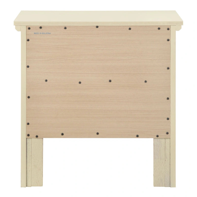 Table de chevet 2 tiroirs, Bois massif et placage, Poignées nickel satiné, 61 cm (H) x 61 cm (L) x 41 cm (P), 9 coloris