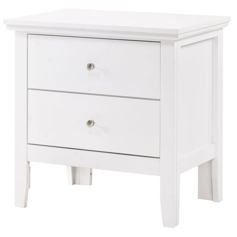Table de chevet 2 tiroirs, Bois massif et placage, Poignées nickel satiné, 61 cm (H) x 61 cm (L) x 41 cm (P), 9 coloris