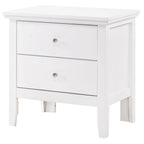 Table de chevet 2 tiroirs, Bois massif et placage, Poignées nickel satiné, 61 cm (H) x 61 cm (L) x 41 cm (P), 9 coloris