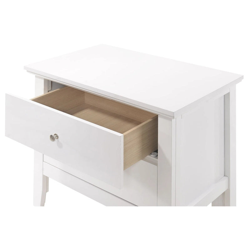 Table de chevet 2 tiroirs, Bois massif et placage, Poignées nickel satiné, 61 cm (H) x 61 cm (L) x 41 cm (P), 9 coloris