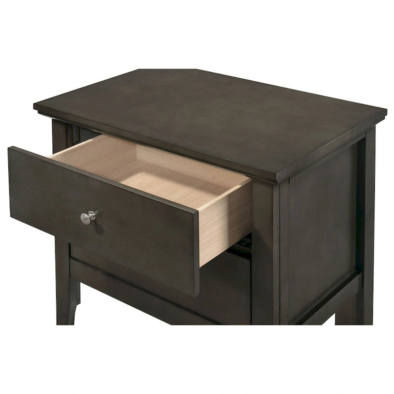 Table de chevet 2 tiroirs, Bois massif et placage, Poignées nickel satiné, 61 cm (H) x 61 cm (L) x 41 cm (P), 9 coloris