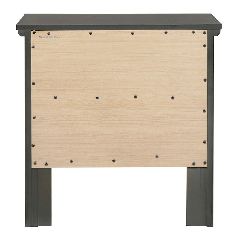 Table de chevet 2 tiroirs, Bois massif et placage, Poignées nickel satiné, 61 cm (H) x 61 cm (L) x 41 cm (P), 9 coloris