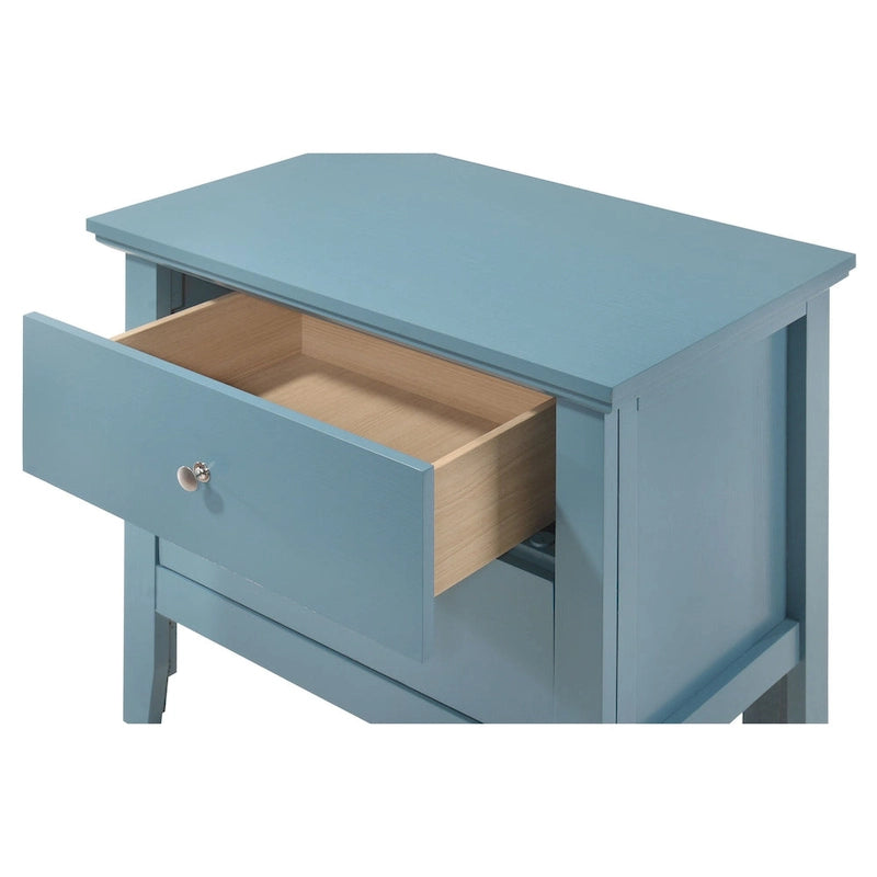 Table de chevet 2 tiroirs, Bois massif et placage, Poignées nickel satiné, 61 cm (H) x 61 cm (L) x 41 cm (P), 9 coloris