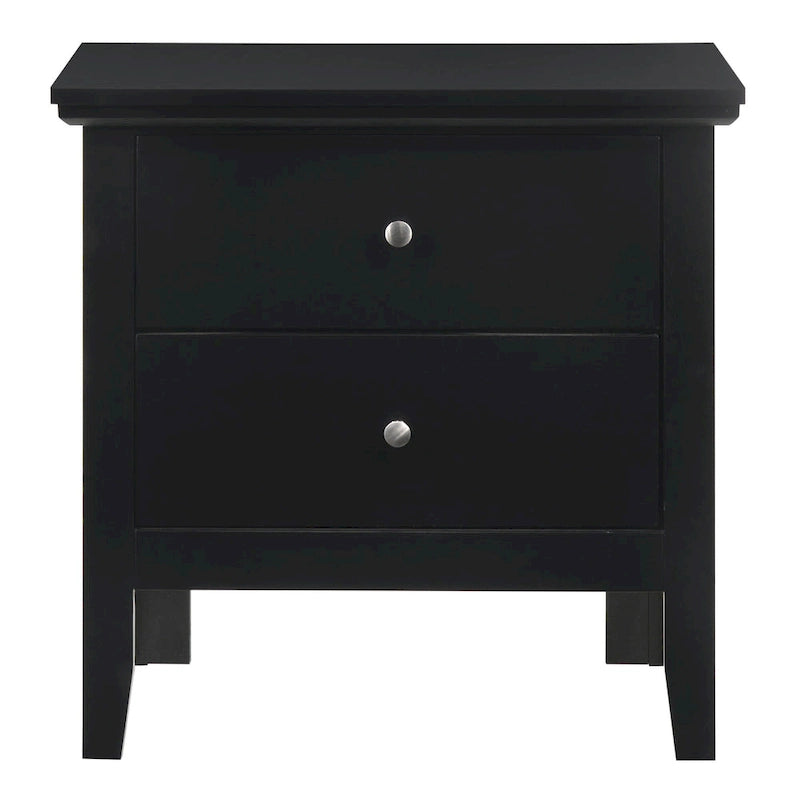 Table de chevet 2 tiroirs, Bois massif et placage, Poignées nickel satiné, 61 cm (H) x 61 cm (L) x 41 cm (P), 9 coloris