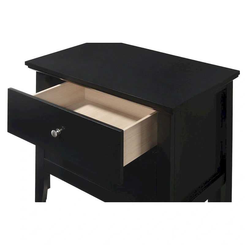 Table de chevet 2 tiroirs, Bois massif et placage, Poignées nickel satiné, 61 cm (H) x 61 cm (L) x 41 cm (P), 9 coloris
