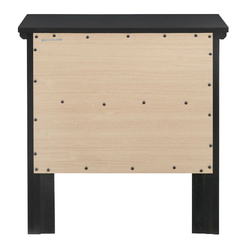 Table de chevet 2 tiroirs, Bois massif et placage, Poignées nickel satiné, 61 cm (H) x 61 cm (L) x 41 cm (P), 9 coloris
