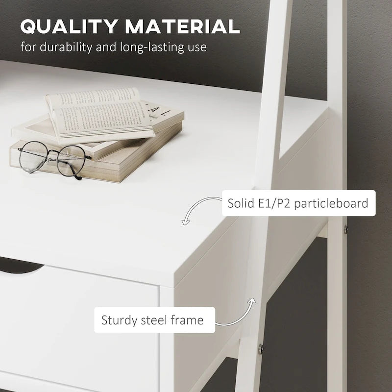 Bureau d'ordinateur pour petits espaces, bureau d'étude pour écolier, petit bureau d'angle avec tiroir et étagères de rangement