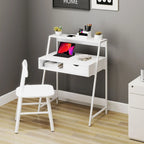 Bureau d'ordinateur pour petits espaces, bureau d'étude pour écolier, petit bureau d'angle avec tiroir et étagères de rangement