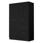 Armoire de chambre à 2 portes avec tiroir et meuble à chaussures, 161,8 cm (L) x 180,8 cm (H), finition wengé