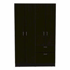 Armoire de chambre à 2 portes avec tiroir et meuble à chaussures, 161,8 cm (L) x 180,8 cm (H), finition wengé
