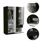 Armoire de chambre à 2 portes avec tiroir et meuble à chaussures, 161,8 cm (L) x 180,8 cm (H), finition wengé