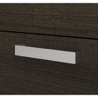 Bureau de direction en U noir/blanc avec huche et armoire, 65 po de largeur, tablette coulissante pour clavier, tiroir classeur