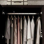 Armoire penderie blanche/marron foncé avec porte miroir, 3 portes, tringle à vêtements, 3 tiroirs et 4 étagères
