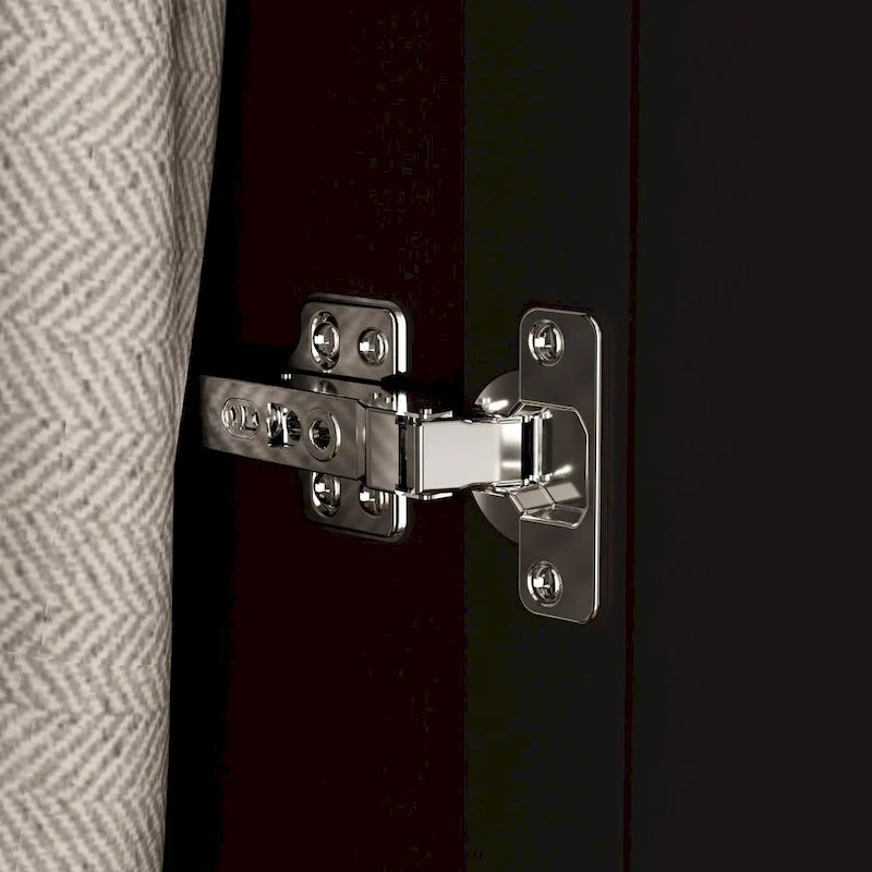 Armoire penderie blanche/marron foncé avec porte miroir, 3 portes, tringle à vêtements, 3 tiroirs et 4 étagères