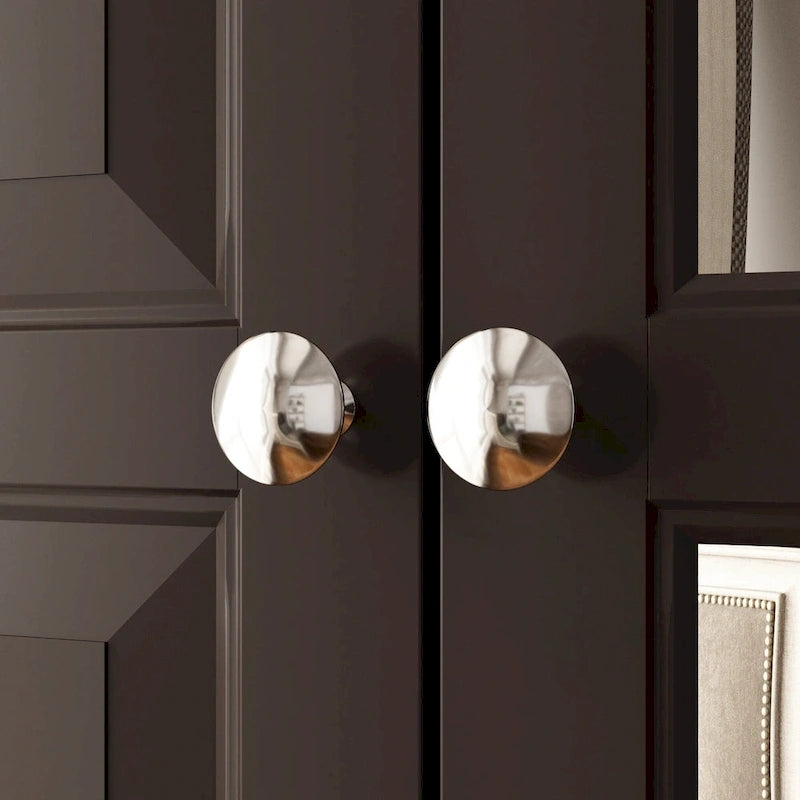 Armoire penderie blanche/marron foncé avec porte miroir, 3 portes, tringle à vêtements, 3 tiroirs et 4 étagères
