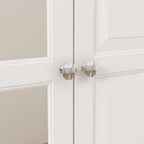 Armoire penderie blanche/marron foncé avec porte miroir, 3 portes, tringle à vêtements, 3 tiroirs et 4 étagères